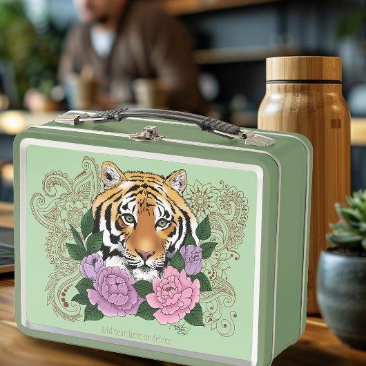 Lunch Box Fleurs violettes roses au henné de tigre