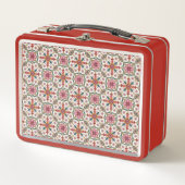 Lunch Box Floral Boho Pattern in Red, Pink & Teal (Devant)