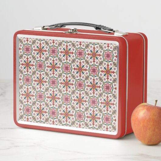 Lunch Box Floral Boho Pattern in Red, Pink & Teal (En situation)