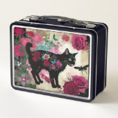 Lunch Box Floral Chat Noir Avec Roses Et libellule (Dos)