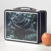 Lunch Box Floral noir Rose (En situation)