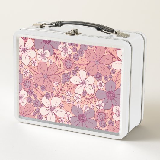 Lunch Box Floral rose et violet pastel (Devant)