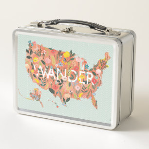 Lunch Box Floral USA Map - Wild Garden