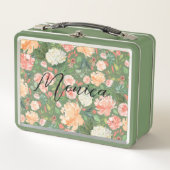 Lunch Box Flore d'aquarelle de printemps et de pêche vert (Devant)