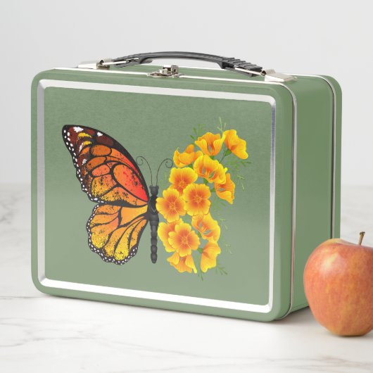 Lunch Box Flower Butterfly with Yellow California Poppy (En situation)