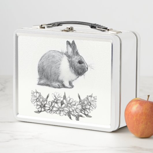 Lunch Box Fluffez le lapin. Carton noir monochrome (En situation)