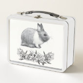 Lunch Box Fluffez le lapin. Carton noir monochrome (Devant)