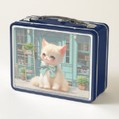Lunch Box Fluffy Kitten avec Blue Bow à la pâtisserie (Dos)