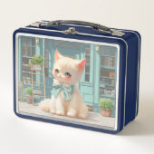 Lunch Box Fluffy Kitten avec Blue Bow à la pâtisserie (Devant)