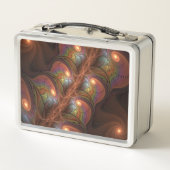 Lunch Box Fluorescent coloré Abstrait Trippy Brown Fractal (Dos)