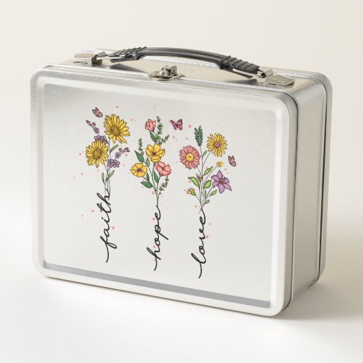 Lunch Box Foi, Espoir, Amour - Floral Inspirationnel (Devant)