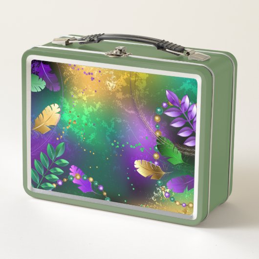 Lunch Box Fond iridescent de mardi gras avec des perles (Devant)