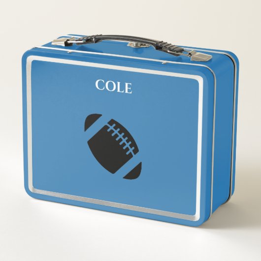 Lunch Box Football Boîte à lunch en métal bleu clair / nom p (Dos)