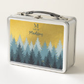 Lunch Box Forêt Arbres Golden Paysage Baby Monogramme (Devant)