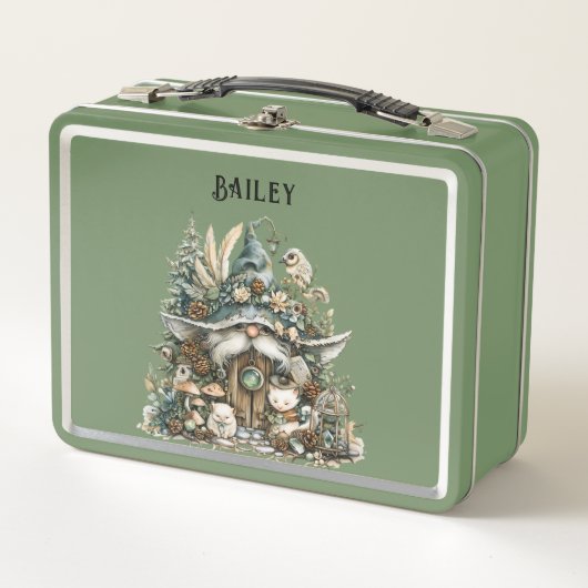 Lunch Box Forêt enchantée personnalisée Gnome vert (Devant)