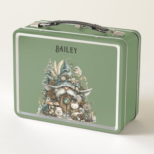 Lunch Box Forêt enchantée personnalisée Gnome vert (Dos)