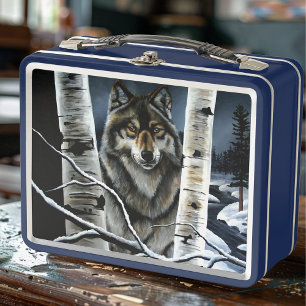 Lunch Box Forêt mystique de bouleaux aux loups alpha en hive