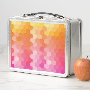 Lunch Box Formes Hexagones géométriques jaune rose