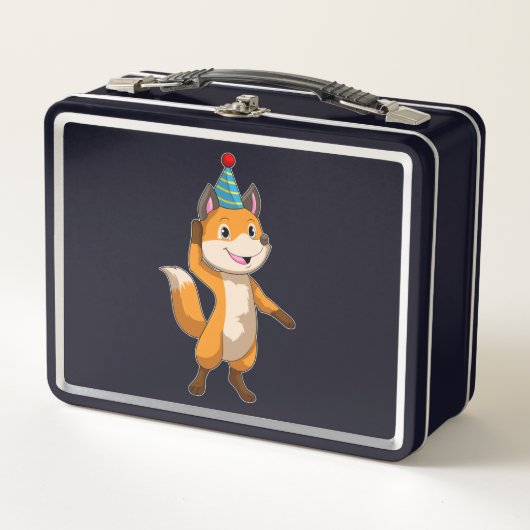 Lunch Box Fox à la fête avec casquette de parti (Devant)