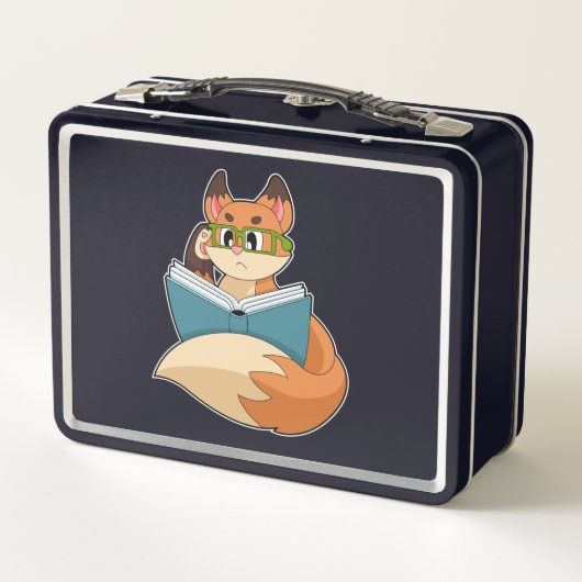 Lunch Box Fox as nerd with Book & Glasses (Dos)