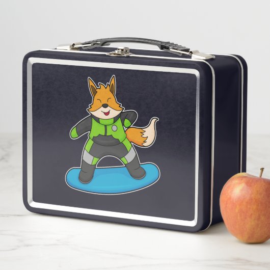 Lunch Box Fox en Snowboard avec Snowboard (En situation)