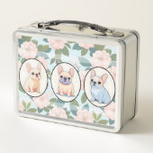 Lunch Box Français Bulldogs classique fleurs arrière - plan (Dos)