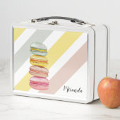 Lunch Box Français Macarons aquarelle peinte à la main (En situation)