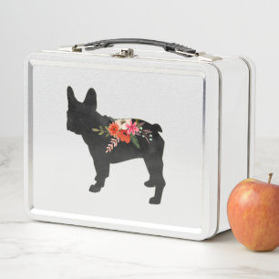 Lunch Box Frenchie Chien race Boho Floral Silhouette
