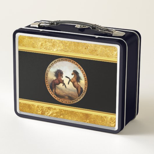 Lunch Box Friesian Draft Hors avec feuille d'or design (Dos)