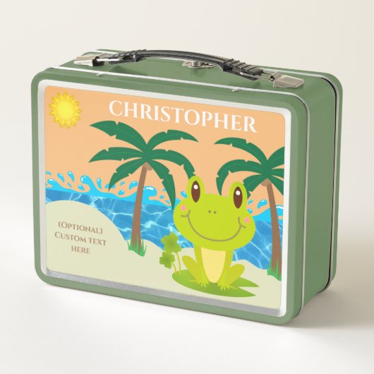 Lunch Box Frog Beach personnalisable ajouter un nom texte (Dos)