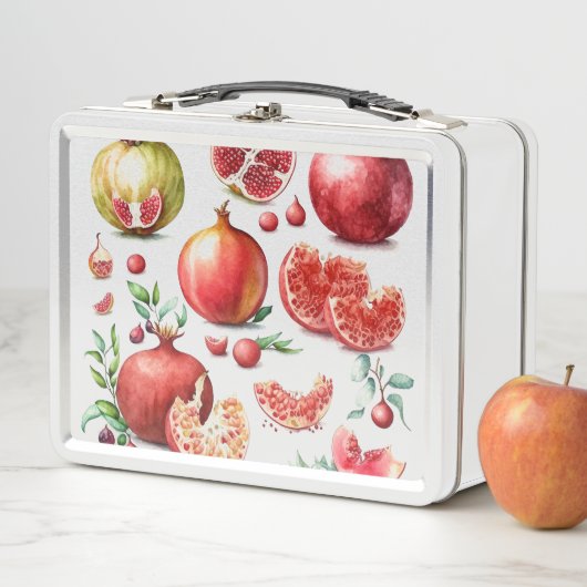 Lunch Box Fruit d'aquarelle de grenade (En situation)