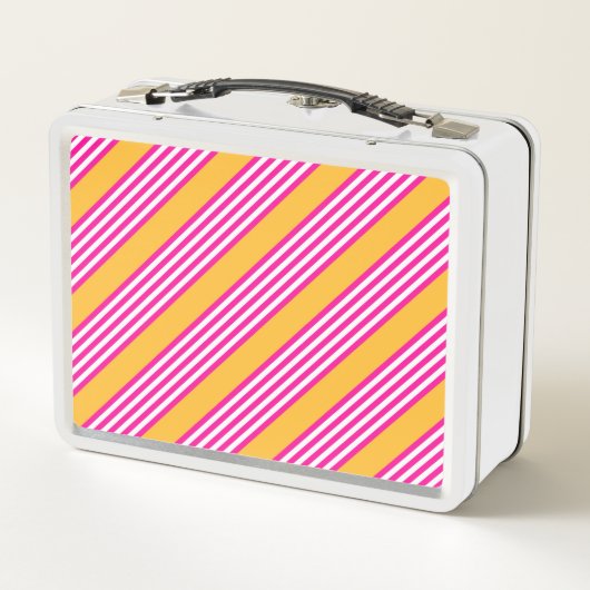 Lunch Box Fuchsia et jaune cinq bandes motif (Dos)