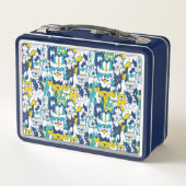 Lunch Box Fun Blue Yellow Dogs Pattern Personalized Name (Dos)