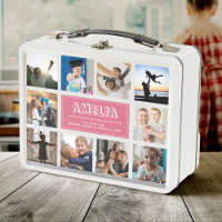 Fun Custom Kids Nom Famille Photo Collage Rose