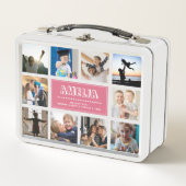 Lunch Box Fun Custom Kids Nom Famille Photo Collage Rose (Devant)