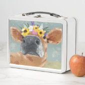 Lunch Box Fun de ferme - Vache avec couronne de fleurs (En situation)