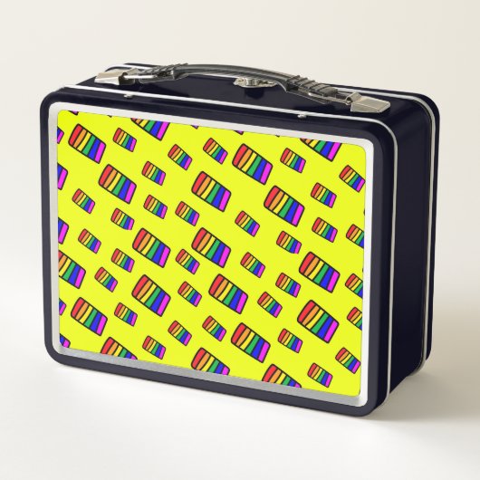 Lunch Box Funky Neon Rainbow Block Motif (Dos)