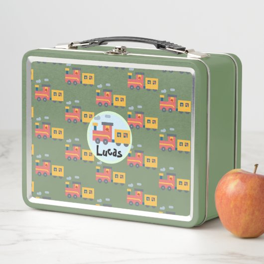 Lunch Box Funny dinosaur train camion garçon Retour à l'écol (En situation)