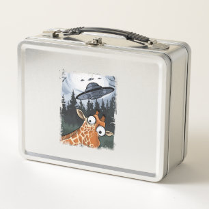 Lunch Box Funny Giraffe UFO Zoo Animal Weird Meme Graphique 