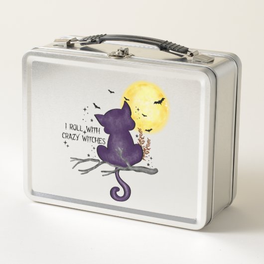 Lunch Box Funny Halloween Black Cat and Magical Moon (Devant)