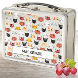 Lunch Box Funny Kitty Chat Nom personnalisé<br><div class="desc">Beaucoup de petits chats amusants,  parfait pour les amateurs d'animaux et d'animaux de compagnie. Art original de Nic Squirrell. Modifiez le nom pour personnaliser.</div>