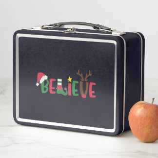 Lunch Box Funny Père Noël Casquette croire Snowflakes Noël