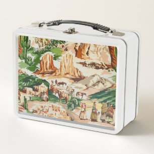 Lunch Box Gamelle occidentale de thème de paysage de rétro