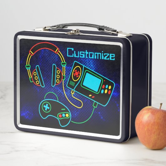 Lunch Box Gamer Retro Neon Blue (En situation)