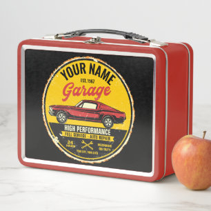 Lunch Box Garage de voiture classique rouge rapide 1967 pers