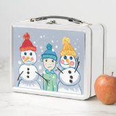 Lunch Box Garçon avec bonhomme de neige (En situation)