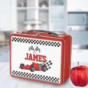 Lunch Box Garçon de voiture de course cool Nom personnalisé