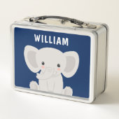 Lunch Box Garçon Elephant Marine Bleu Personnalisé Enfants (Dos)
