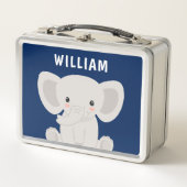 Lunch Box Garçon Elephant Marine Bleu Personnalisé Enfants (Devant)