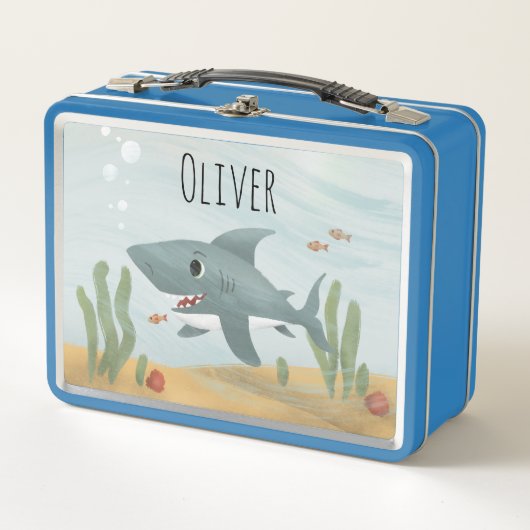 Lunch Box Garçons adorable Blue Ocean Shark Kids School (Devant)
